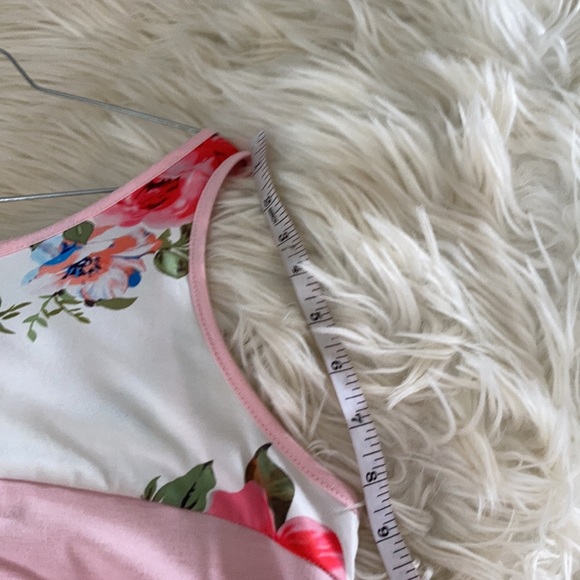 Boutique sz M color blocked black and white stripped pink floral tank top shirt - Picture 16 of 17
